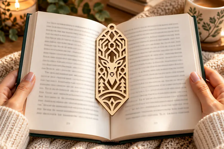 Geometric Botanical Bookmark Laser Cut SVG PNG Design