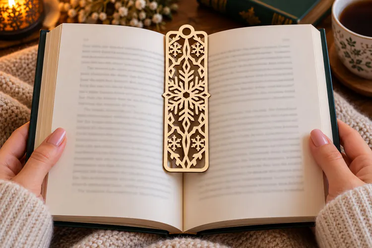 Snowflake Floral Bookmark Laser Cut SVG PNG Design,Christmas