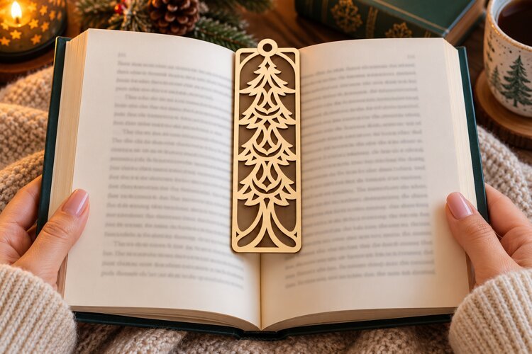 Christmas Tree Bookmark Laser Cut SVG PNG Design, Christmas example image 1