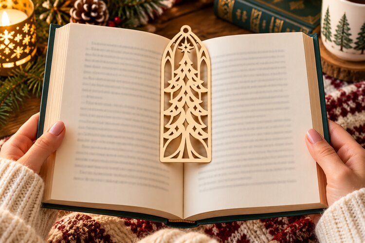 Arched Christmas Tree Bookmark Laser Cut SVG PNG Design example image 1