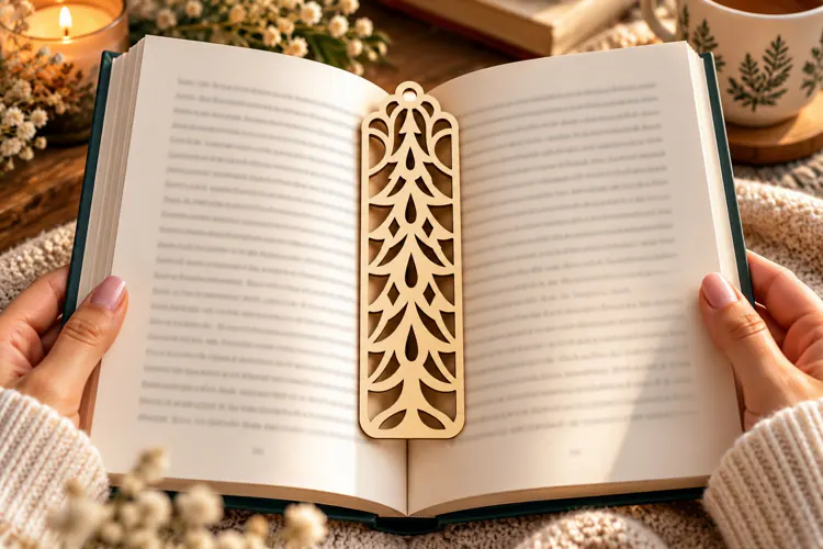 Slim Botanical Leaf Bookmark Laser Cut SVG PNG Design