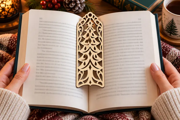 Ornate Christmas Tree Bookmark Laser Cut SVG PNG Design