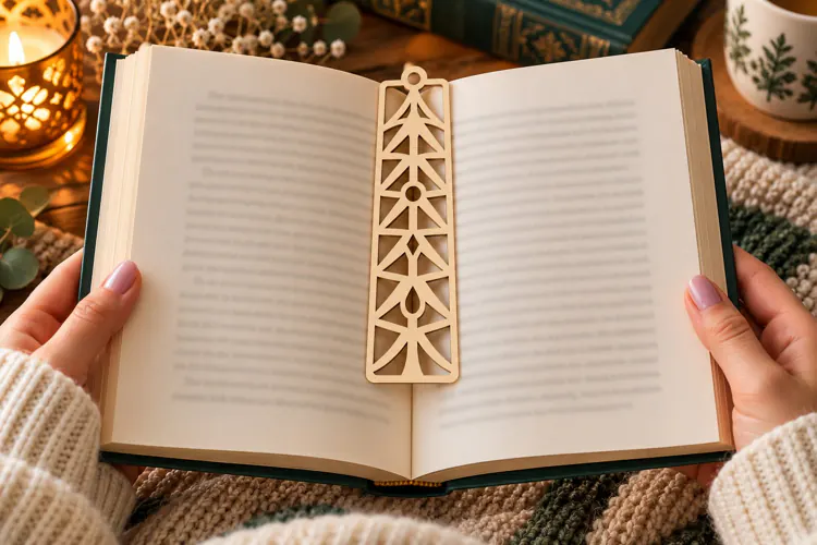 Geometric Snowflake Bookmark Laser Cut SVG PNG Design, Winte