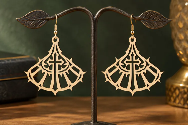 Botanical Leaf Earrings Laser Cut SVG PNG Design, Floral