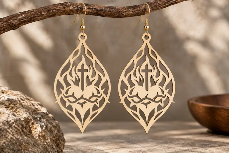Arched Floral Earrings Laser Cut SVG PNG Design, Botanical