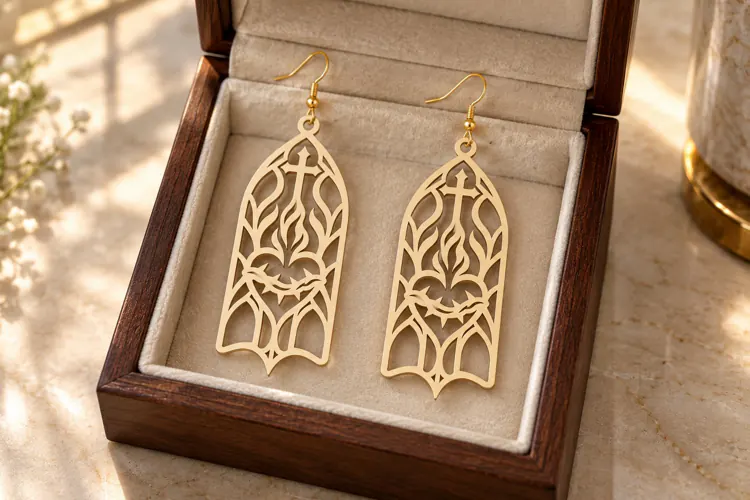 Oval Floral Leaf Earrings Laser Cut SVG PNG Design, Botanica