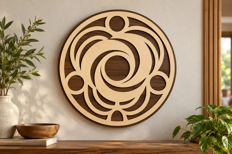 Round Abstract Swirl Wall Art Laser Cut SVG PNG Design, Geom