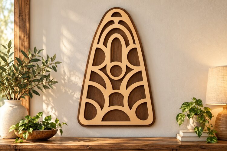 Arched Abstract Line Wall Art Laser Cut SVG PNG Design, Mode example image 1