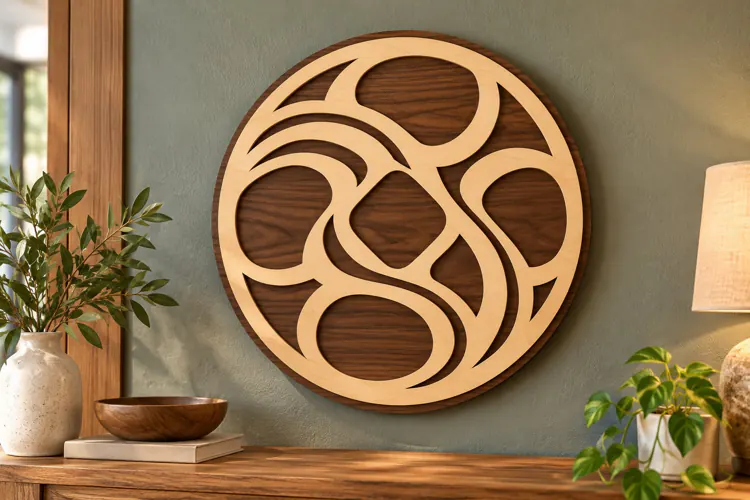 Round Organic Swirl Wall Art Laser Cut SVG PNG Design, Abstr