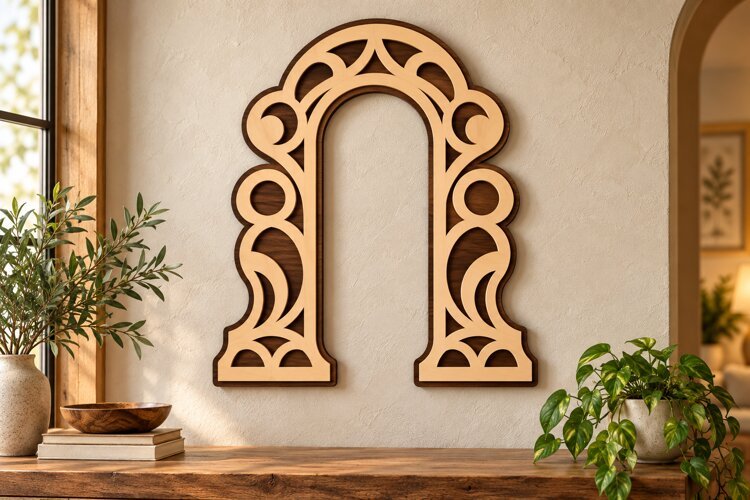 Ornate Arch Frame Wall Art Laser Cut SVG PNG Design, Decorat example image 1