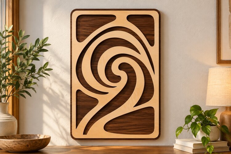 ectangle Abstract Swirl Wall Art Laser Cut SVG PNG Design example image 1