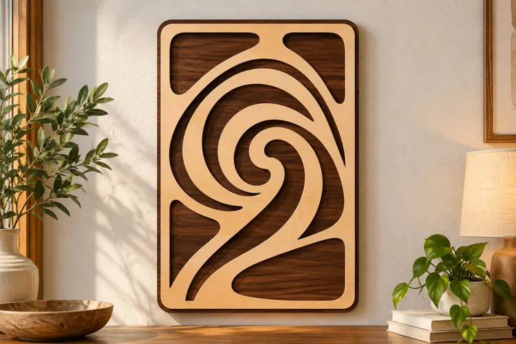 ectangle Abstract Swirl Wall Art Laser Cut SVG PNG Design