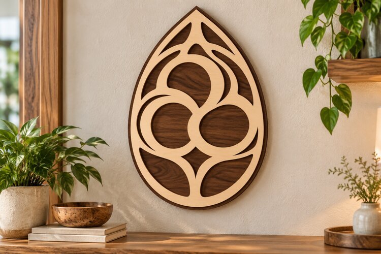 Leaf Shape Abstract Wall Art Laser Cut SVG PNG Design, Moder example image 1