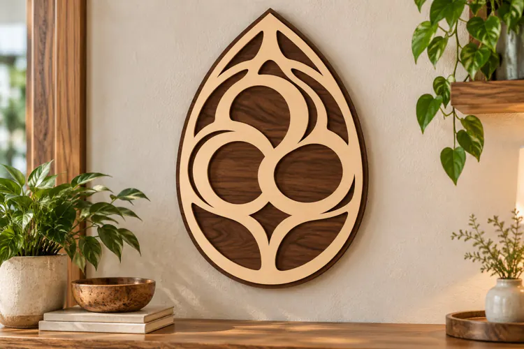 Leaf Shape Abstract Wall Art Laser Cut SVG PNG Design, Moder
