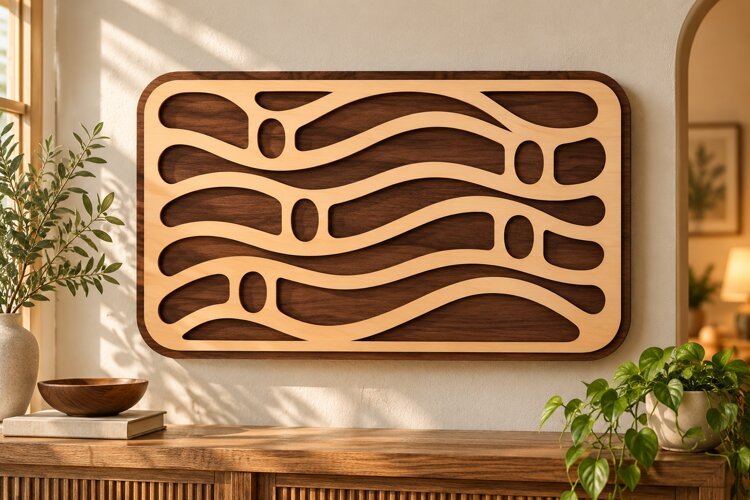 Rectangle Wave Pattern Wall Art Laser Cut SVG PNG Design example image 1