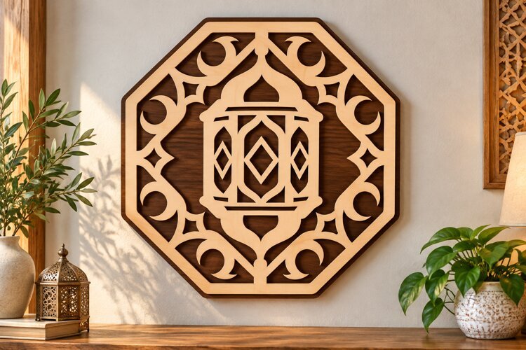 Octagon Ornamental Wall Art Laser Cut SVG PNG Design, Geomet example image 1
