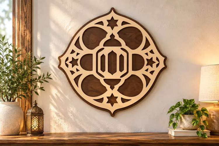 Round Geometric Star Wall Art Laser Cut SVG PNG Design
