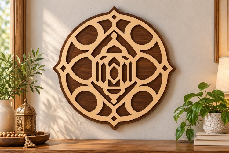 Arched Islamic Lantern Wall Art Laser Cut SVG PNG Design example image 1