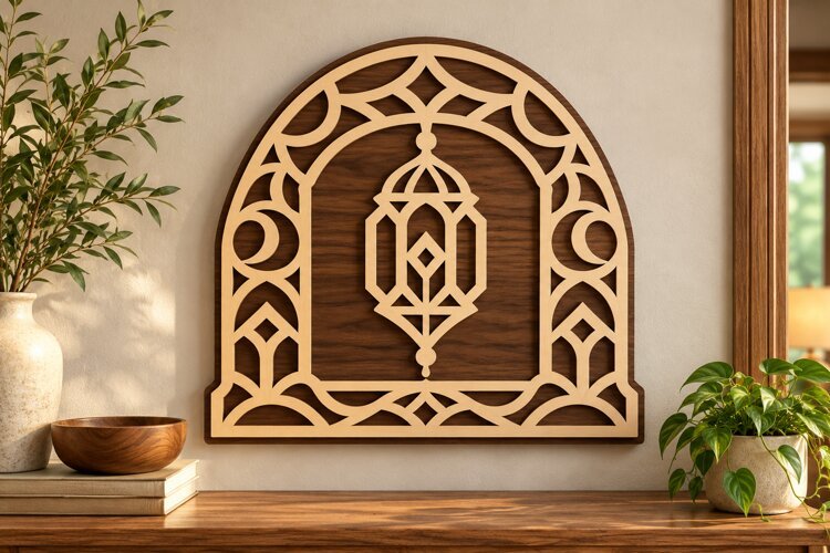 Arched Lantern Islamic Wall Art Laser Cut SVG PNG Design example image 1