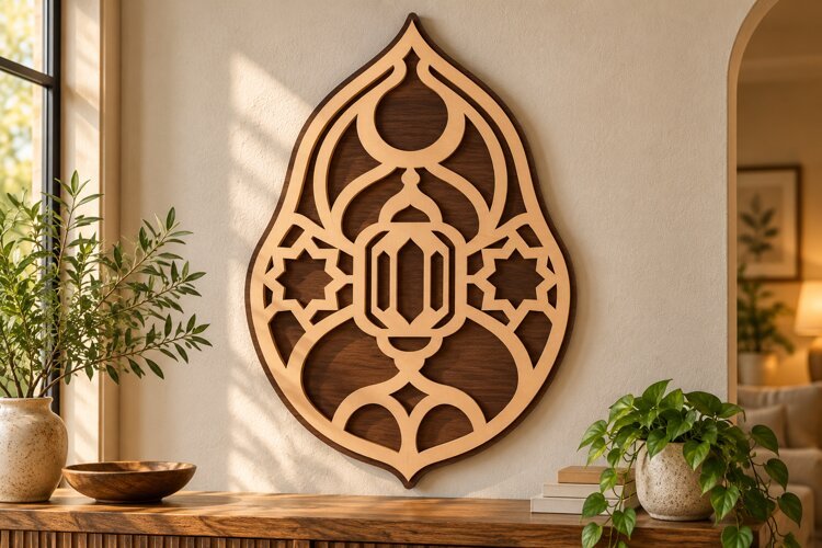 Teardrop Islamic Lantern Wall Art Laser Cut SVG PNG Design example image 1