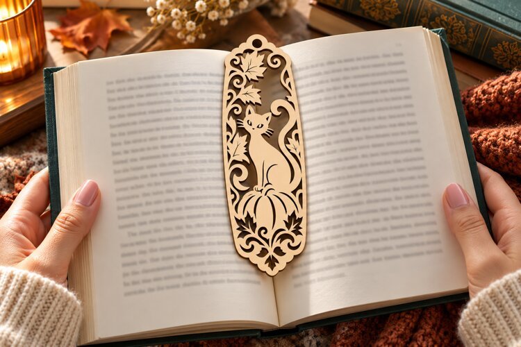 Floral Cat Bookmark PNG Design, floral cat bookmark, cat example image 1
