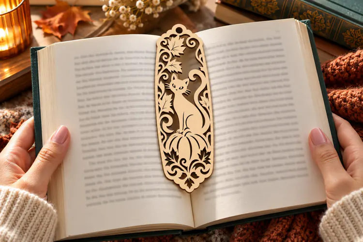 Floral Cat Bookmark PNG Design, floral cat bookmark, cat