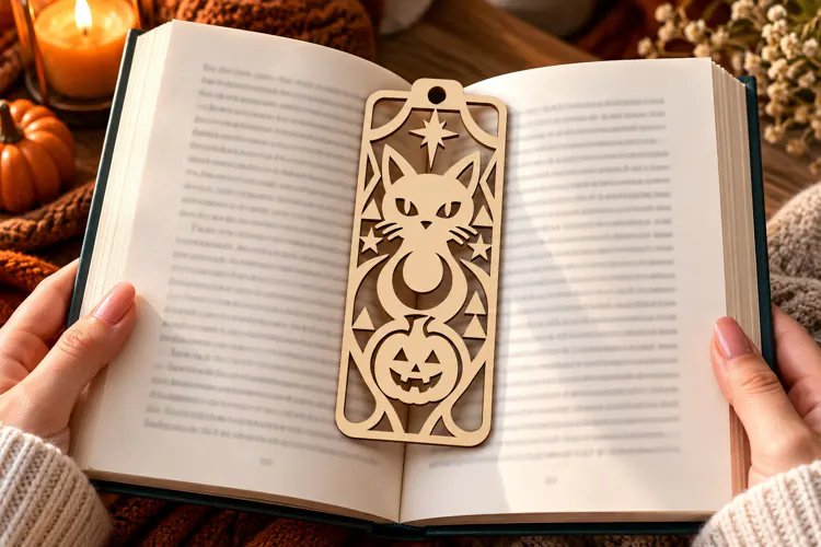Halloween Cat Bookmark PNG Design, halloween cat bookmark,