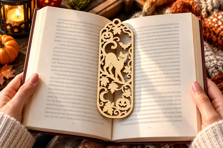Pumpkin Cat Bookmark PNG Design, pumpkin cat bookmark, cat