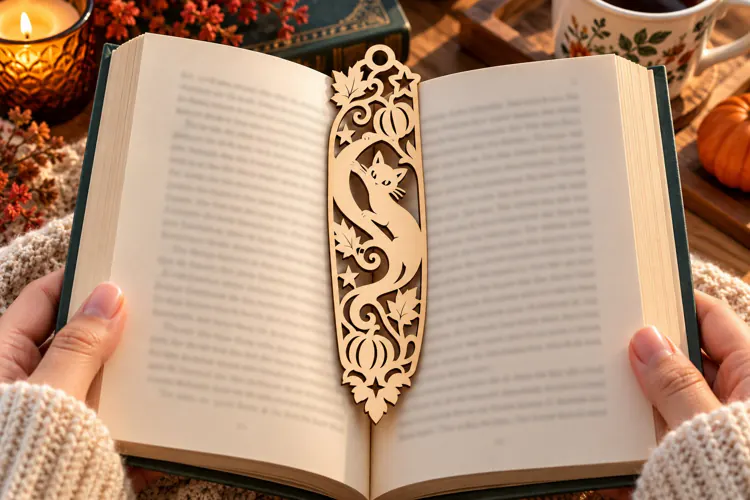 Witchy Cat Bookmark PNG Design, witchy cat bookmark,cat moon