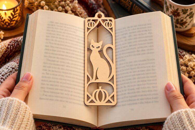 Geometric Cat Bookmark PNG Design, geometric cat bookmark, example image 1