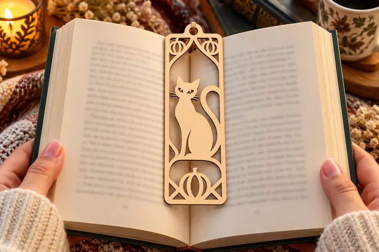 Geometric Cat Bookmark PNG Design, geometric cat bookmark,