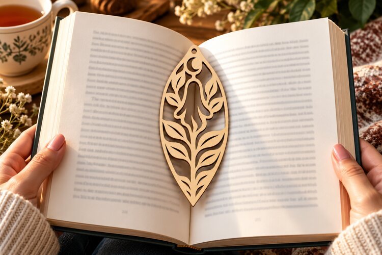 Botanical Leaf Bookmark PNG Design, botanical leaf bookmark example image 1