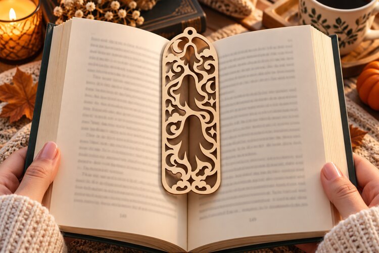 Scrollwork Cat Bookmark PNG Design, scrollwork cat bookmark example image 1