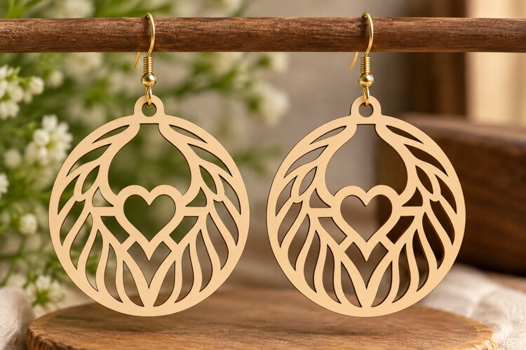 Heart Leaf Earrings PNG Design, heart leaf earrings, heart example image 1