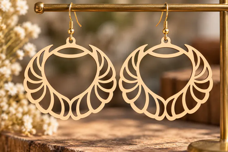 Winged Heart Earrings PNG Design, winged heart earrings