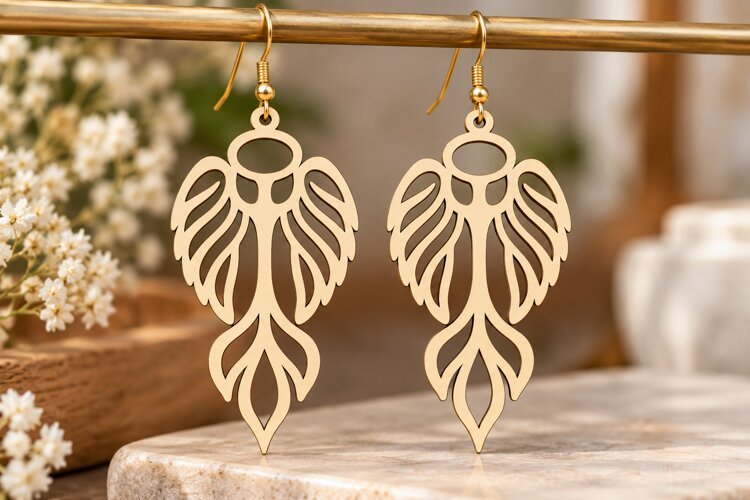 Angel Wing Earrings PNG Design, angel wing earrings, wing example image 1
