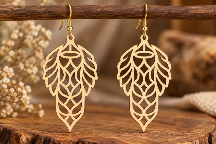 Layered Leaf Earrings PNG Design, leaf earrings svg, layered