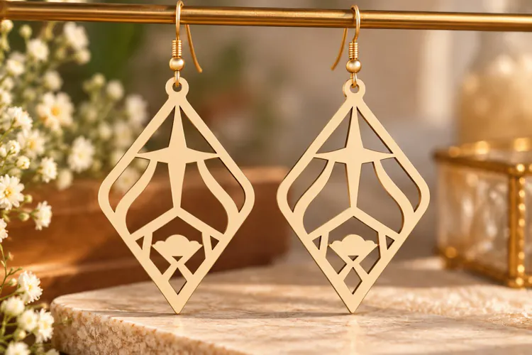 Geometric Nativity Earrings PNG Design, nativity earrings sv