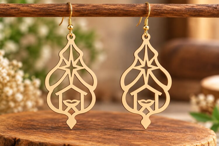 Bethlehem Star Earrings PNG Design, bethlehem star earrings example image 1