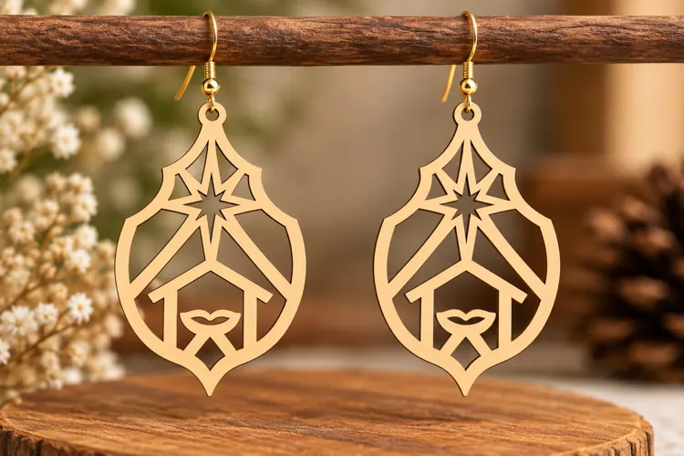 Christmas Nativity Earrings PNG Design, christmas nativity