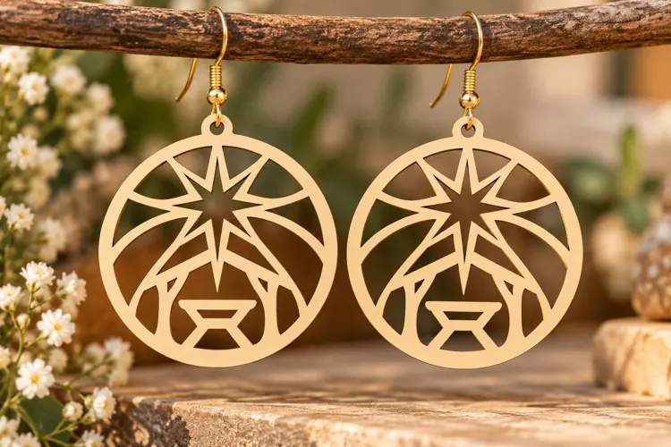 Round Nativity Earrings PNG Design, round nativity earrings,