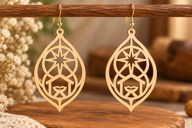 Teardrop Nativity Earrings PNG Design, teardrop nativity