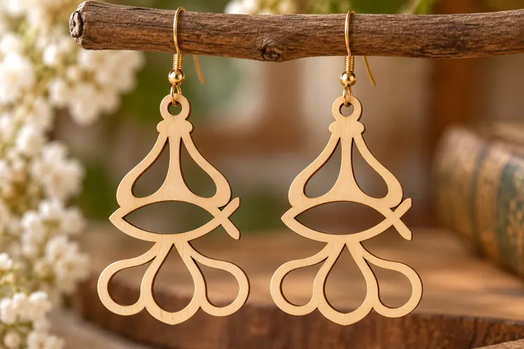 Geometric Drop Earrings Laser Cut SVG PNG Design, Modern Ear