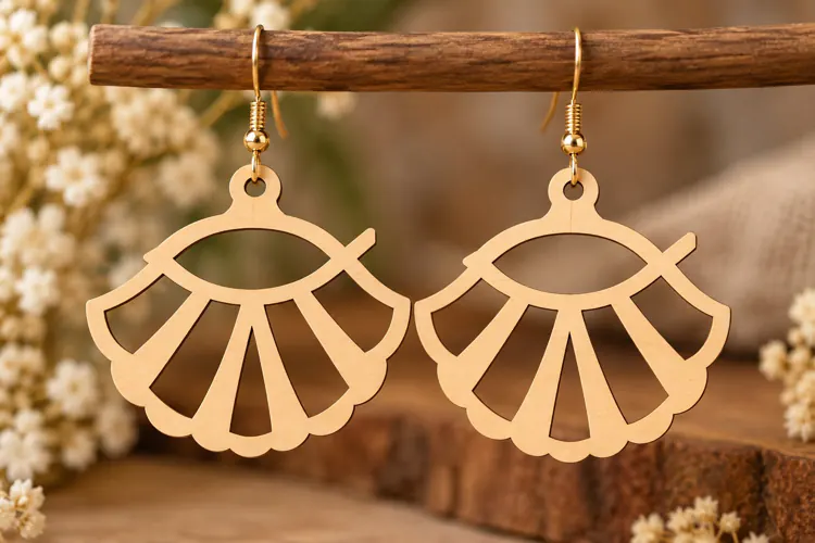Fan Geometric Earrings Laser Cut SVG PNG Design, Modern Earr