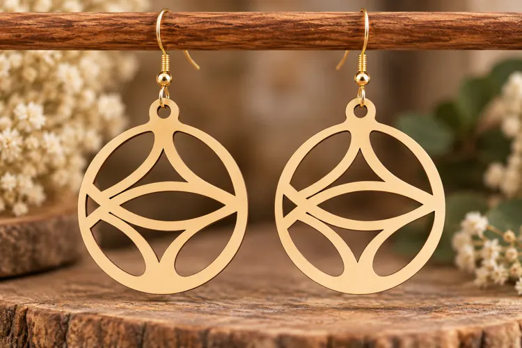 Round Abstract Swirl Earrings Laser Cut SVG PNG Design