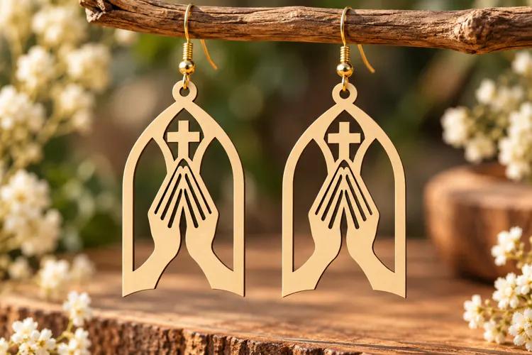 Arched Botanical Earrings Laser Cut SVG PNG Design, Modern