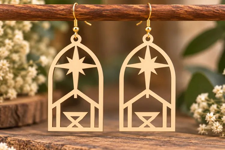 Arched Star Earrings Laser Cut SVG PNG Design, Celestial