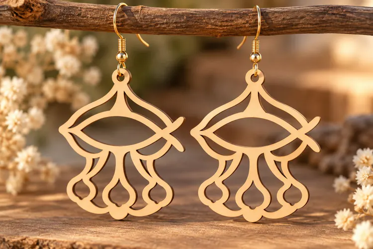 Floral Drop Earrings Laser Cut SVG PNG Design, Boho Earring