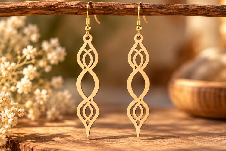 Infinity Twist Earrings Laser Cut SVG PNG Design, Modern example image 1