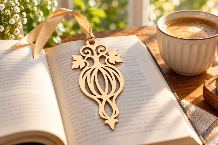Ornate Pumpkin Botanical Bookmark Laser Cut SVG PNG Design example image 1